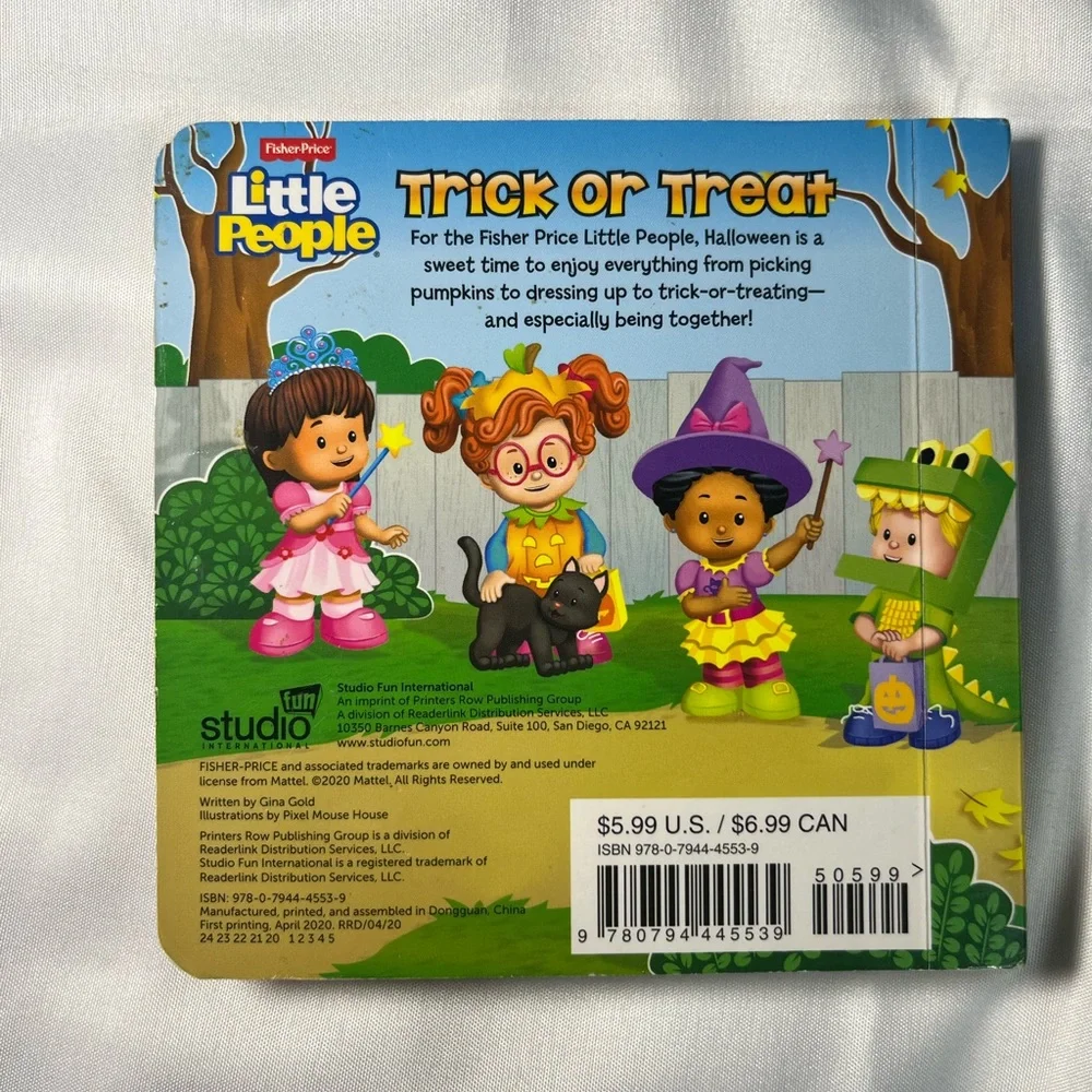 Fisher Price Little People Trick or‎ Treat Board Book w Tabs Halloween Kids